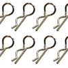 Ein Set von acht silbernen Metallklammern.