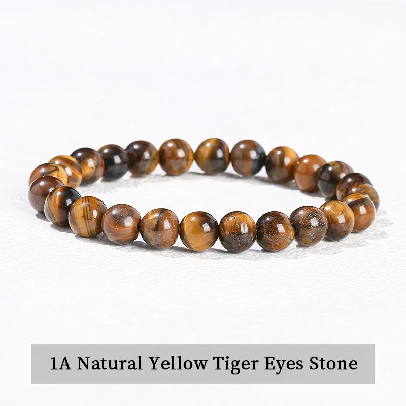 A bracelet made of natural yellow tiger eyes stone beads.