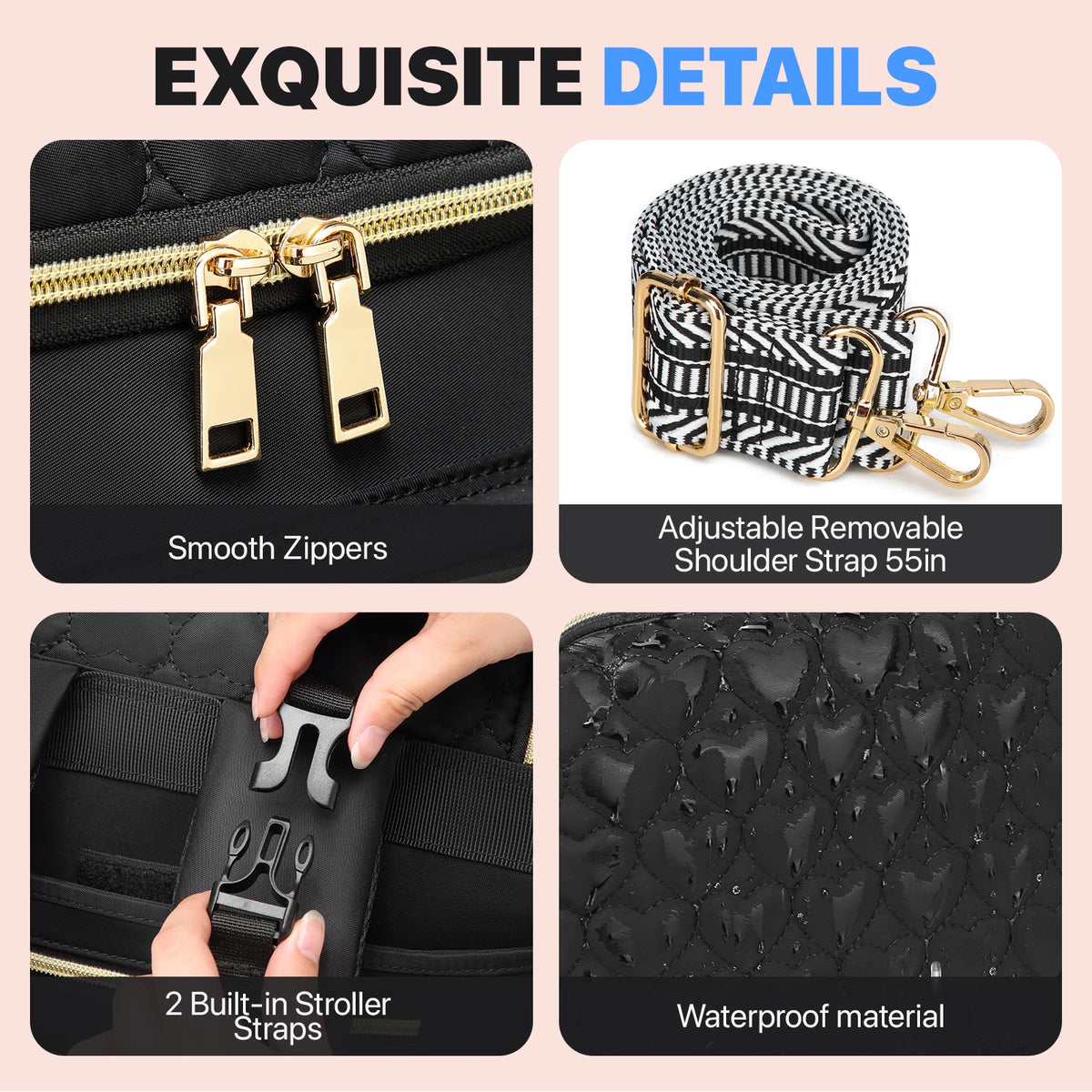 Foldable 4-in-1 Diaper Bag Backpack with Changing Pad