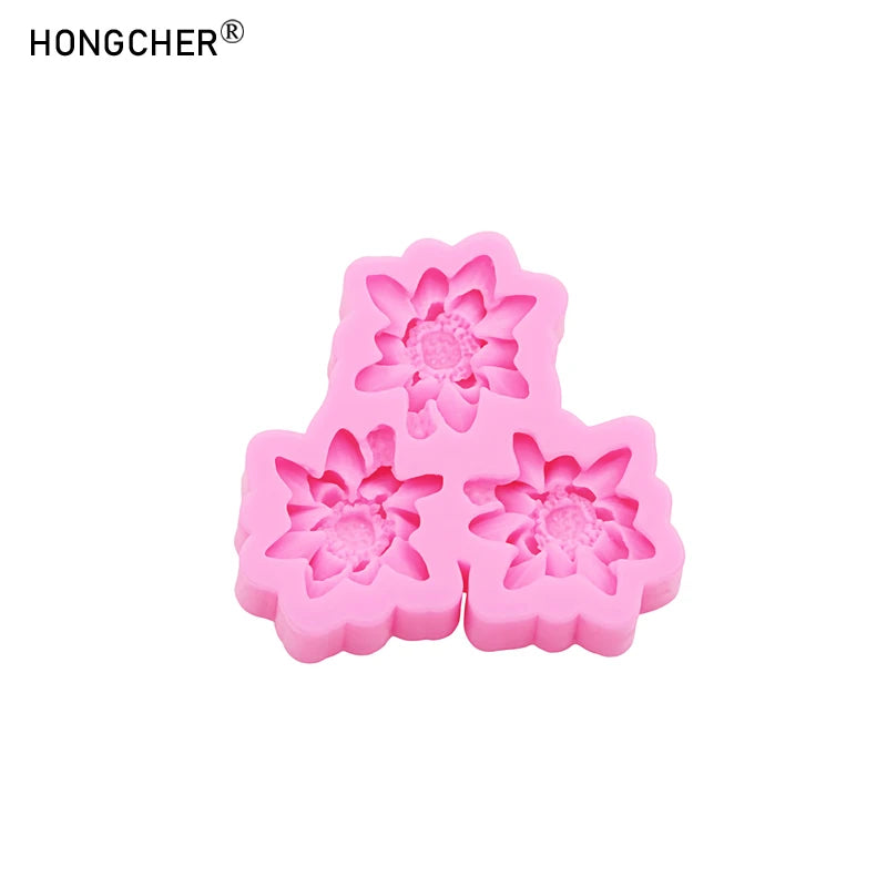 Pink silicone molds shaped like peonies and roses for resin, jewelry, and baking
