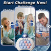 A colorful Pop It fidget game console is shown being used by children and an adult.