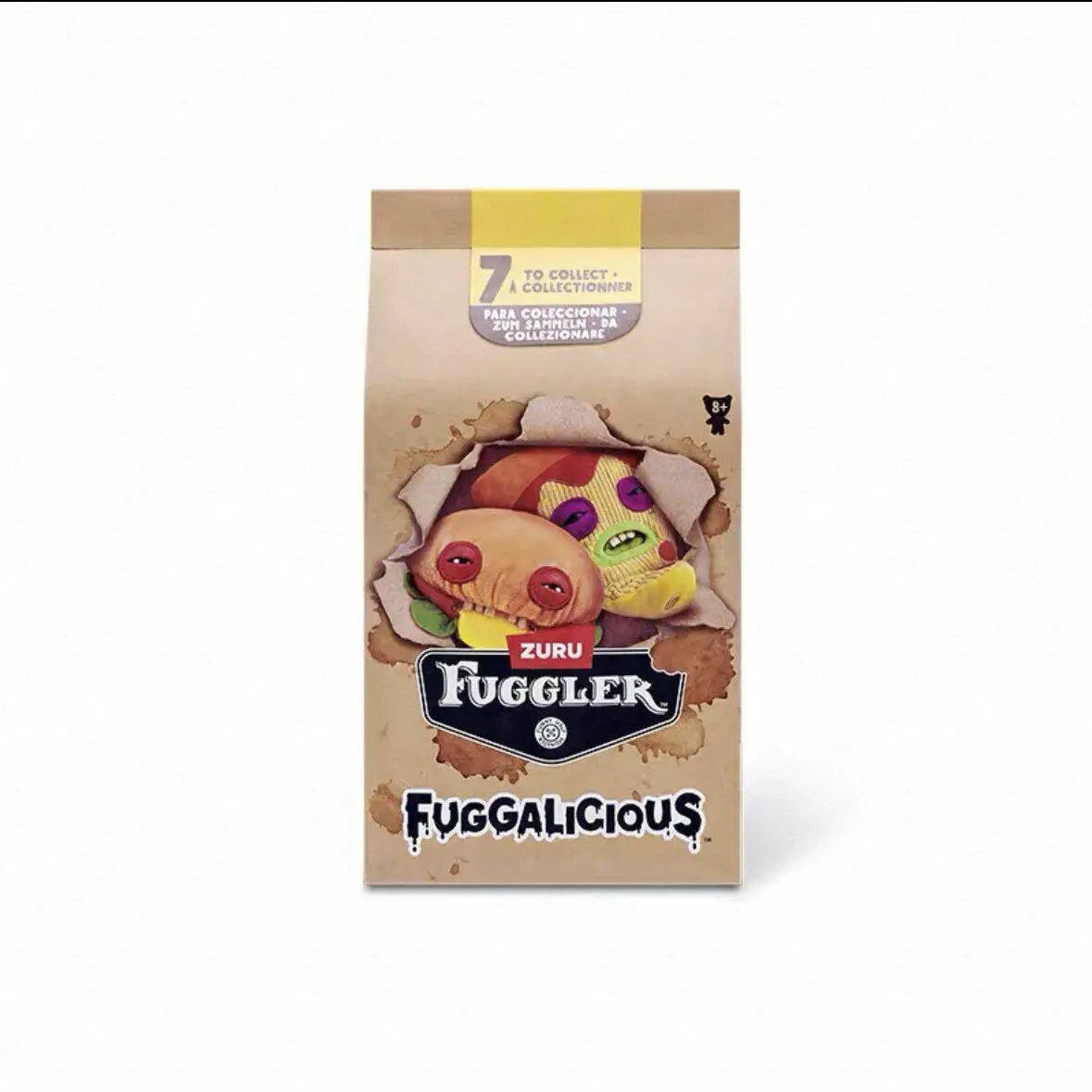 A packaged Zuru Fuggler ugly cute monster plush collectible soft toy in brown packaging.