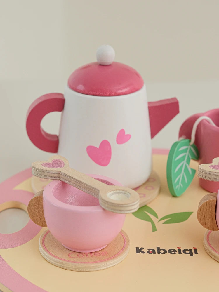 Wooden Pretend Play Tea Set for Kids