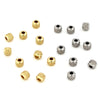 A collection of gold stainless steel round spacer beads for jewelry making displayed on a white background.