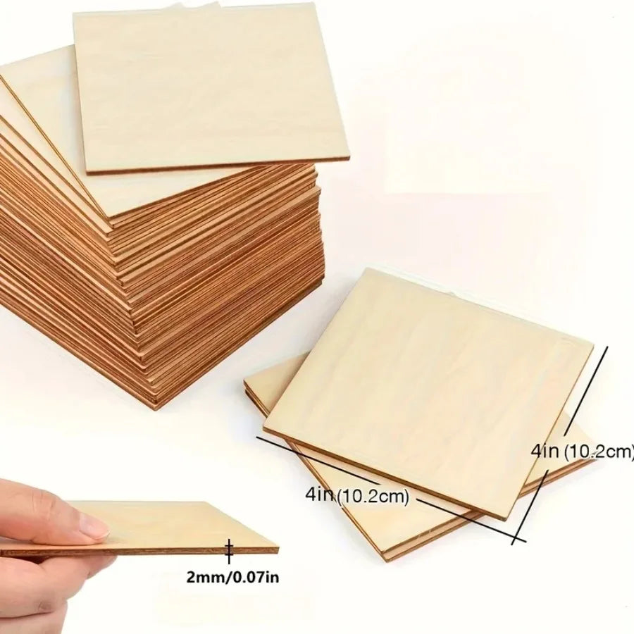 Unfinished Wood Square Sheets for Crafting and Engraving