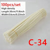 A bundle of 100 high-density, light yellow craft sticks or chenille stems, measuring 30cm long and 0.6cm wide.