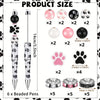 Cat Paw DIY Beaded Pen Set - 6 Pastel & Black Ballpoint Pens