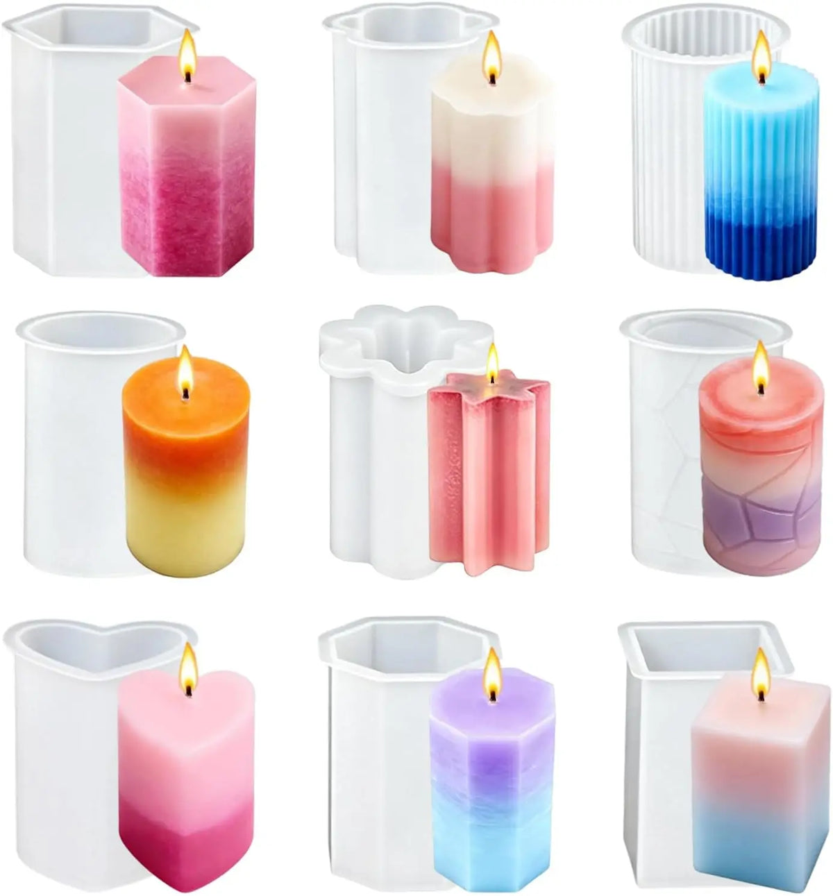 Reusable Silicone Mold Set for Candles and Crafts
