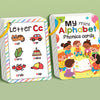 A set of My mini Alphabet Phonics cards featuring pictures of various items like cat, car, corn, and crab.