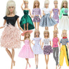 Fashion Doll Outfit Set – Wave Point Dress & Denim Grid Skirt for 11.5–12 Inch Dolls