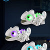 White remote control chameleon toys displayed in various colors, including green, purple, and blue.