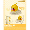 Yellow cute birds DIY building blocks set with pink accents and gray base