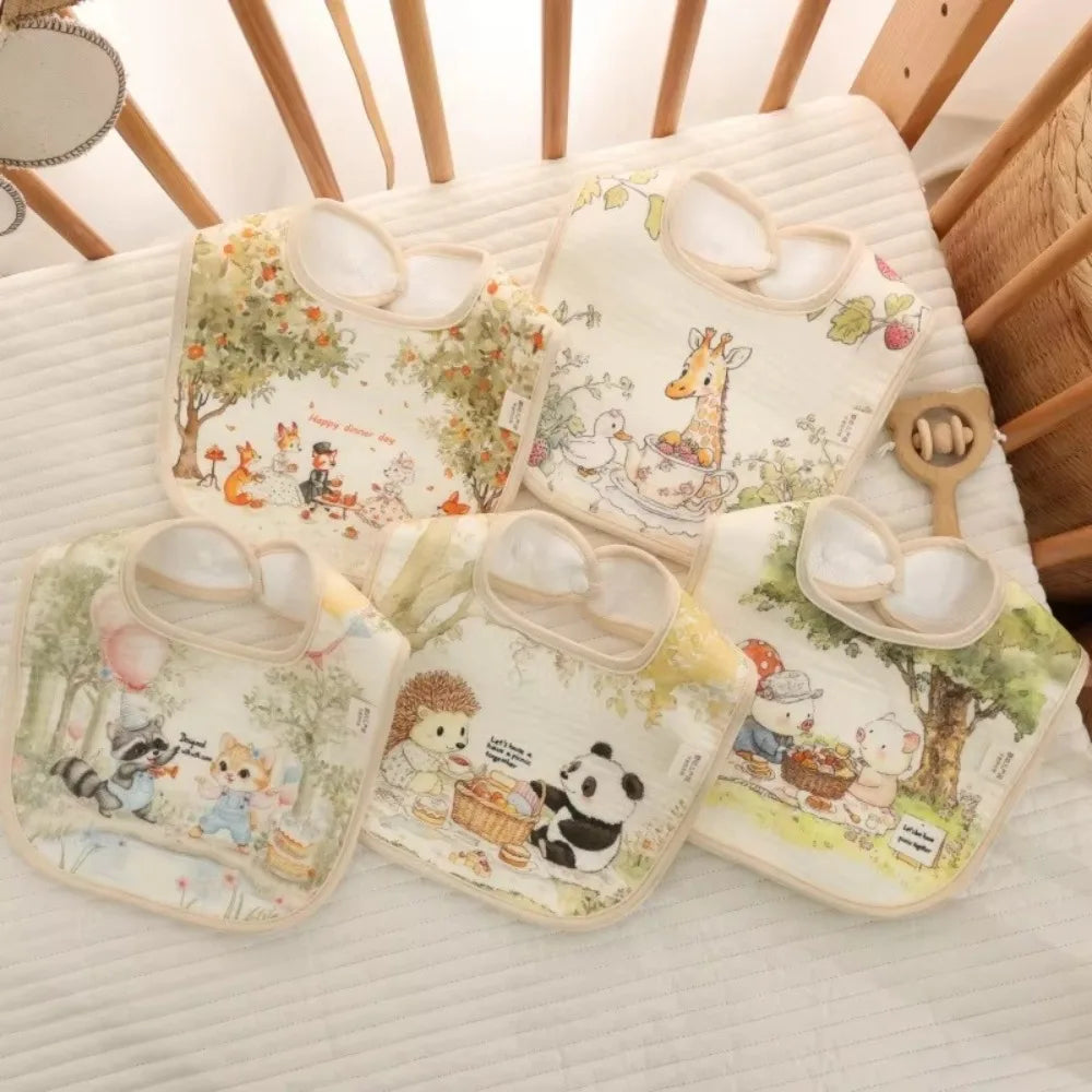 Cotton Baby Bibs with Adjustable Neck – Waterproof & Absorbent