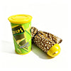 A yellow can of Crisps with a green label featuring a realistic potato chip design.