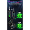 A set of wireless guitar system components including a transmitter, receiver, and a rechargeable battery pack.