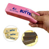 A pink butter stick fidget toy labeled 4oz salted butter net weight.