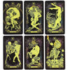 A collection of tarot cards featuring various illustrations and symbols.