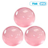 Three pink squishy stress relief balls made from handmade coconut oil