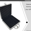 A black aluminum poker chip carry case with a hinged lid and lock, shown open on a white background.