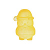 A yellow squishy toy shaped like a smiling Santa face.