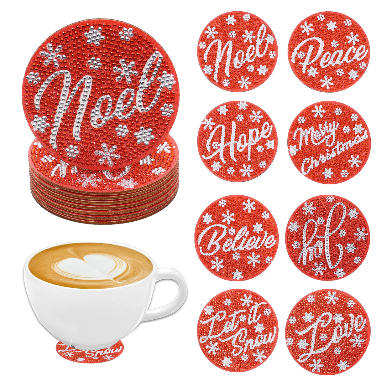 DIY Diamond Art Coaster Set for Christmas & More