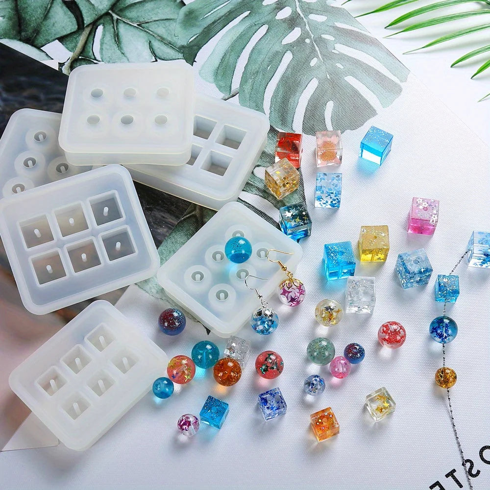 4-Piece Crystal Ball Silicone Mold Set for DIY Jewelry Making