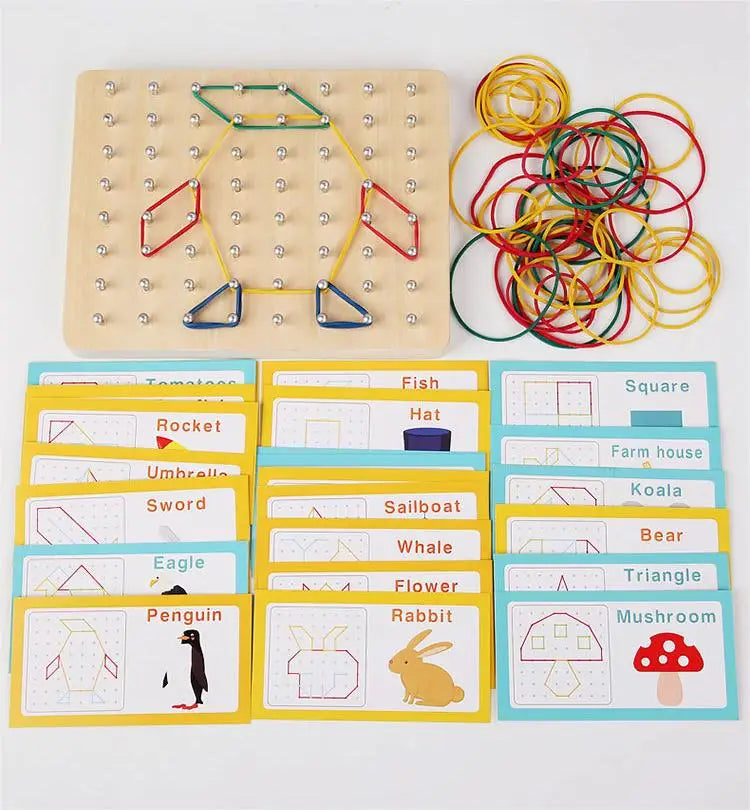 Wooden Geoboard Shape Learning Toy for Kids