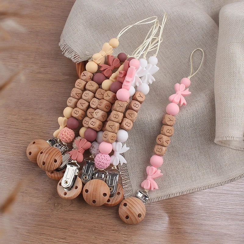 Personalized Baby Pacifier Clip with Silicone Beads