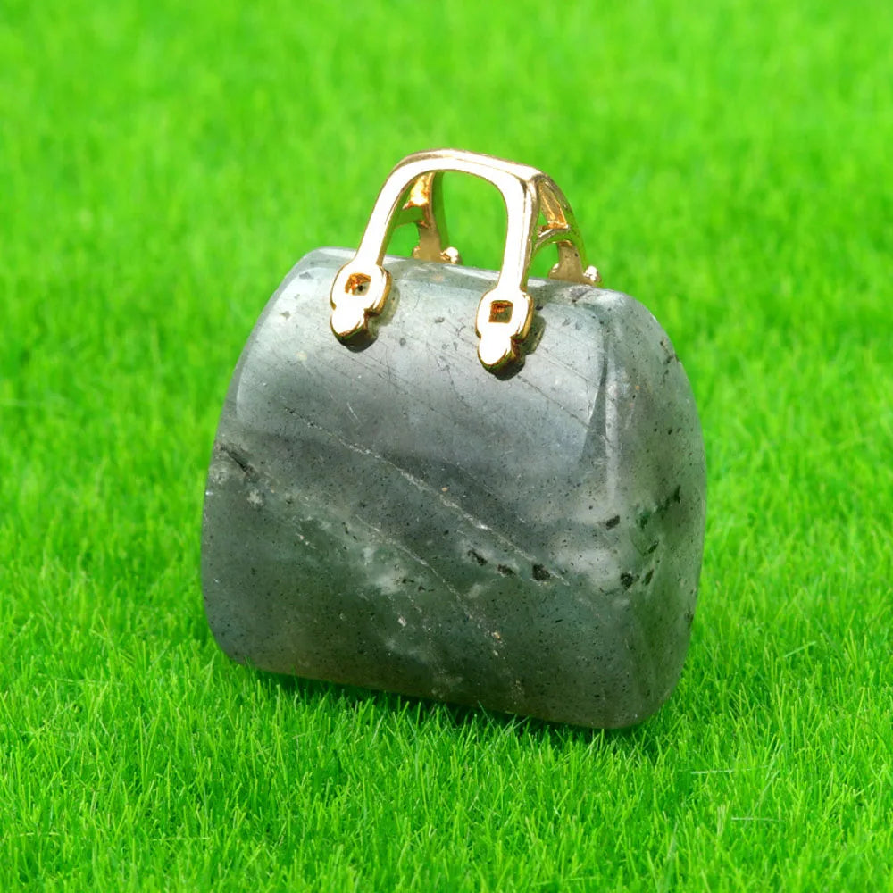 Mini Handbag-Shaped Crystal Agate Pendant for Jewelry Making