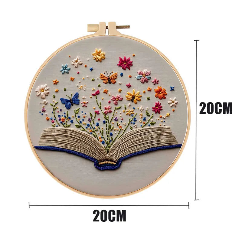 Floral Book Embroidery Kit – DIY Cross Stitch for Adults