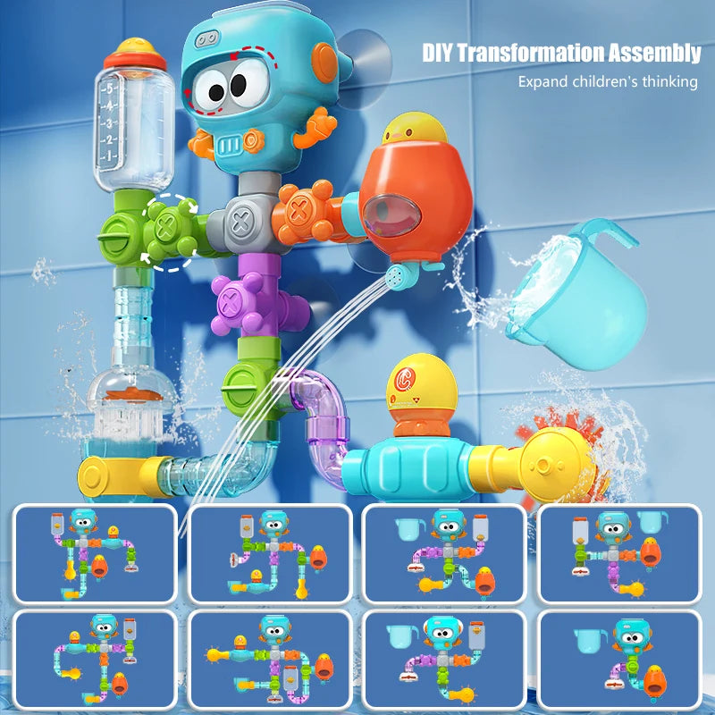 Octopus Suction Cup Bath Toy Building Set with Water Spinners