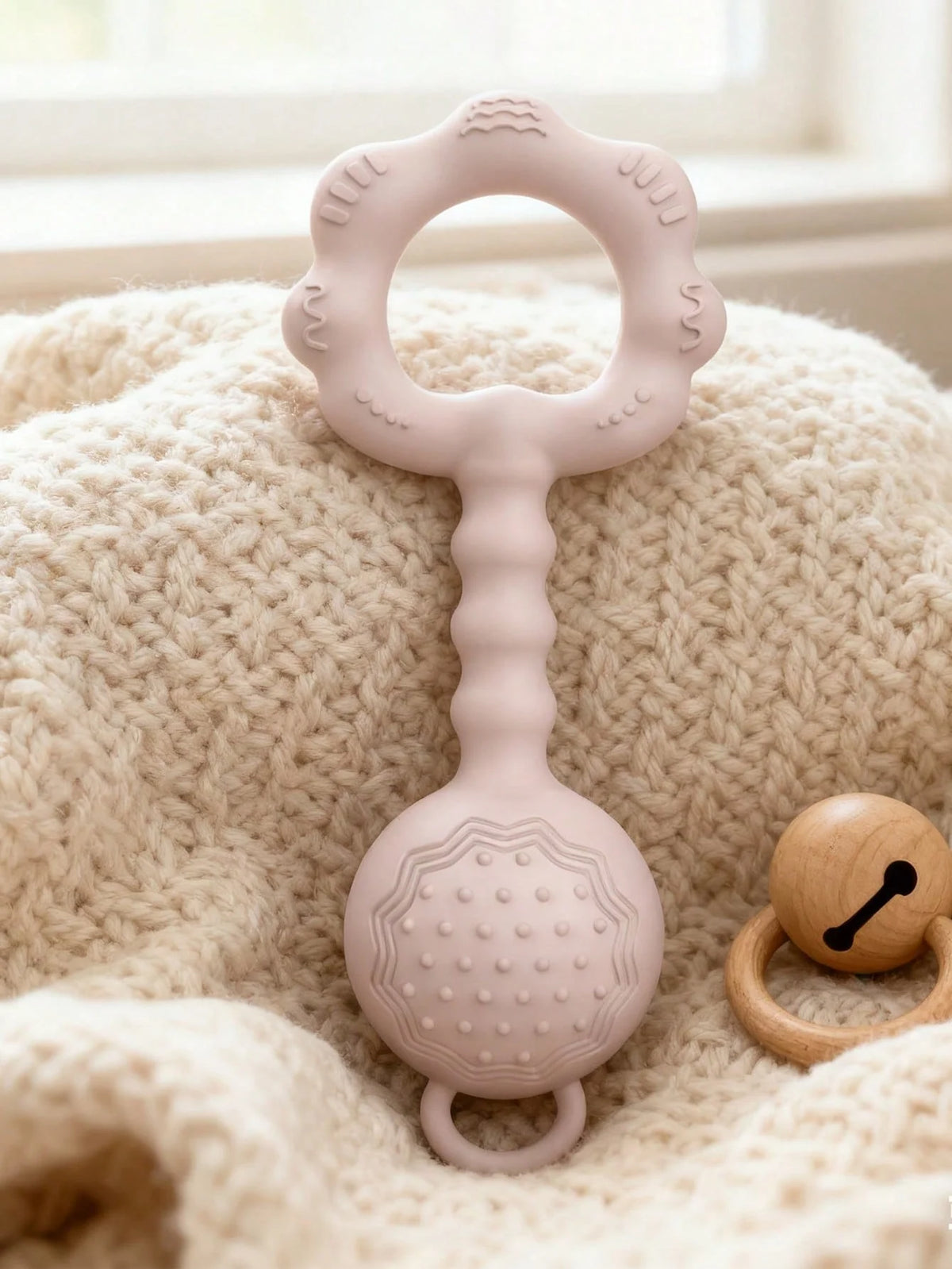 2-in-1 Silicone Rattle and Teether for Babies