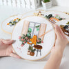 Beginner Embroidery Kit with Floral and Cat Patterns
