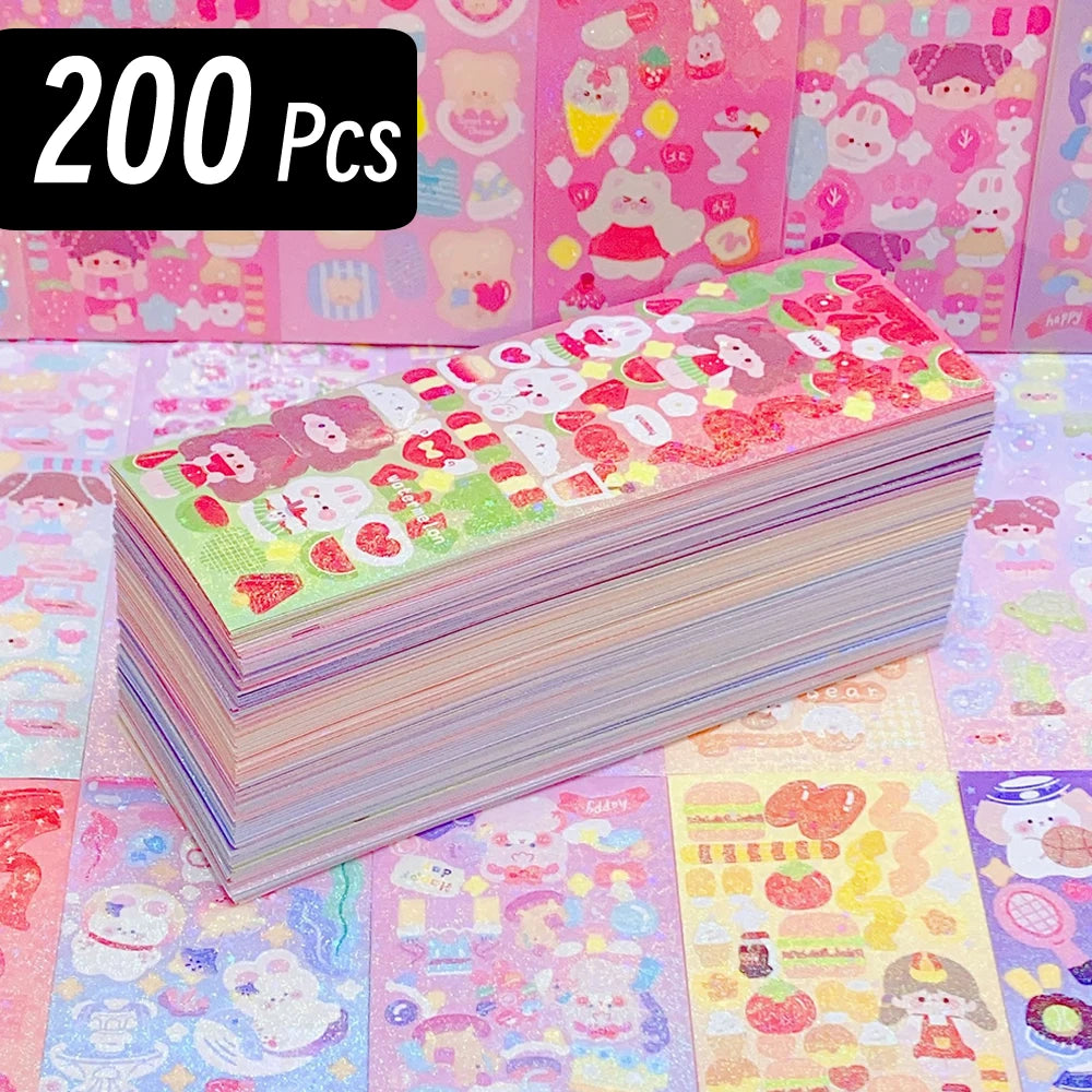 Kawaii Sticker Pack for Kids – 200 Cute Decorative Stickers for Journals, Scrapbooking & DIY Crafts
