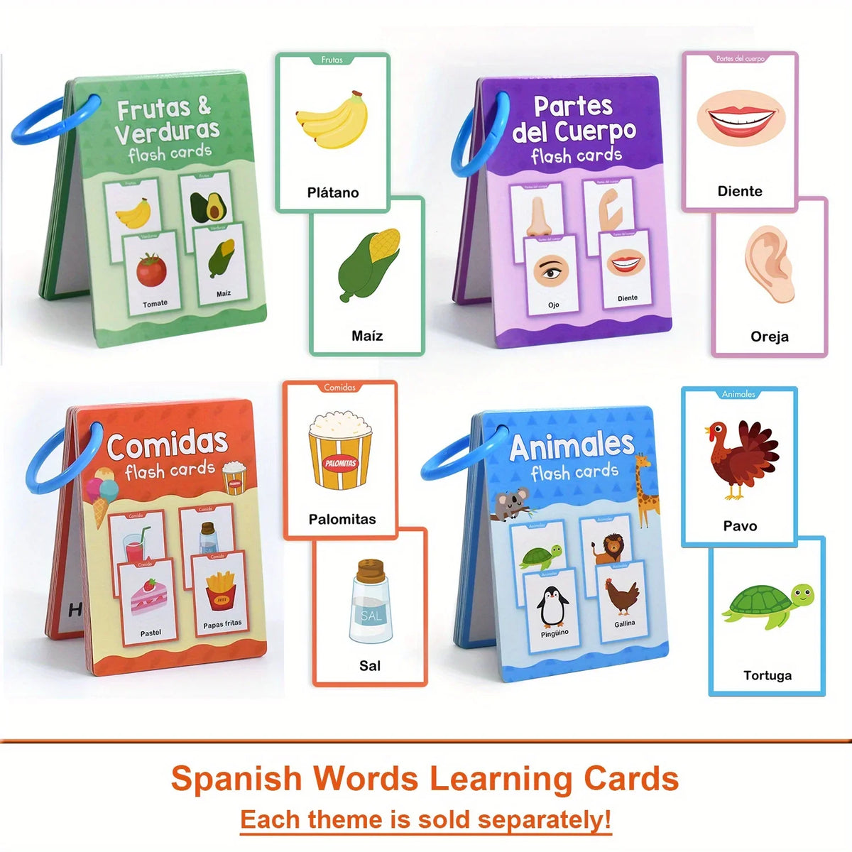 Spanish Vocabulary Learning Flashcards for Kids
