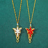 Elven Crystal Pendant Necklace in Gold