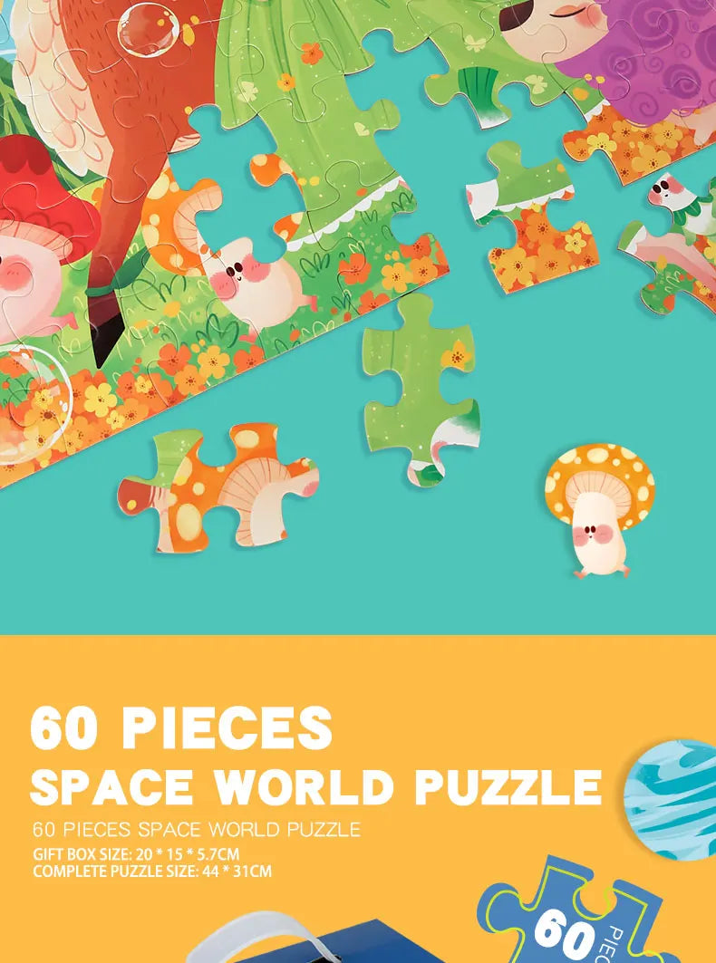 Montessori Wooden Cartoon Puzzle Set for Kids