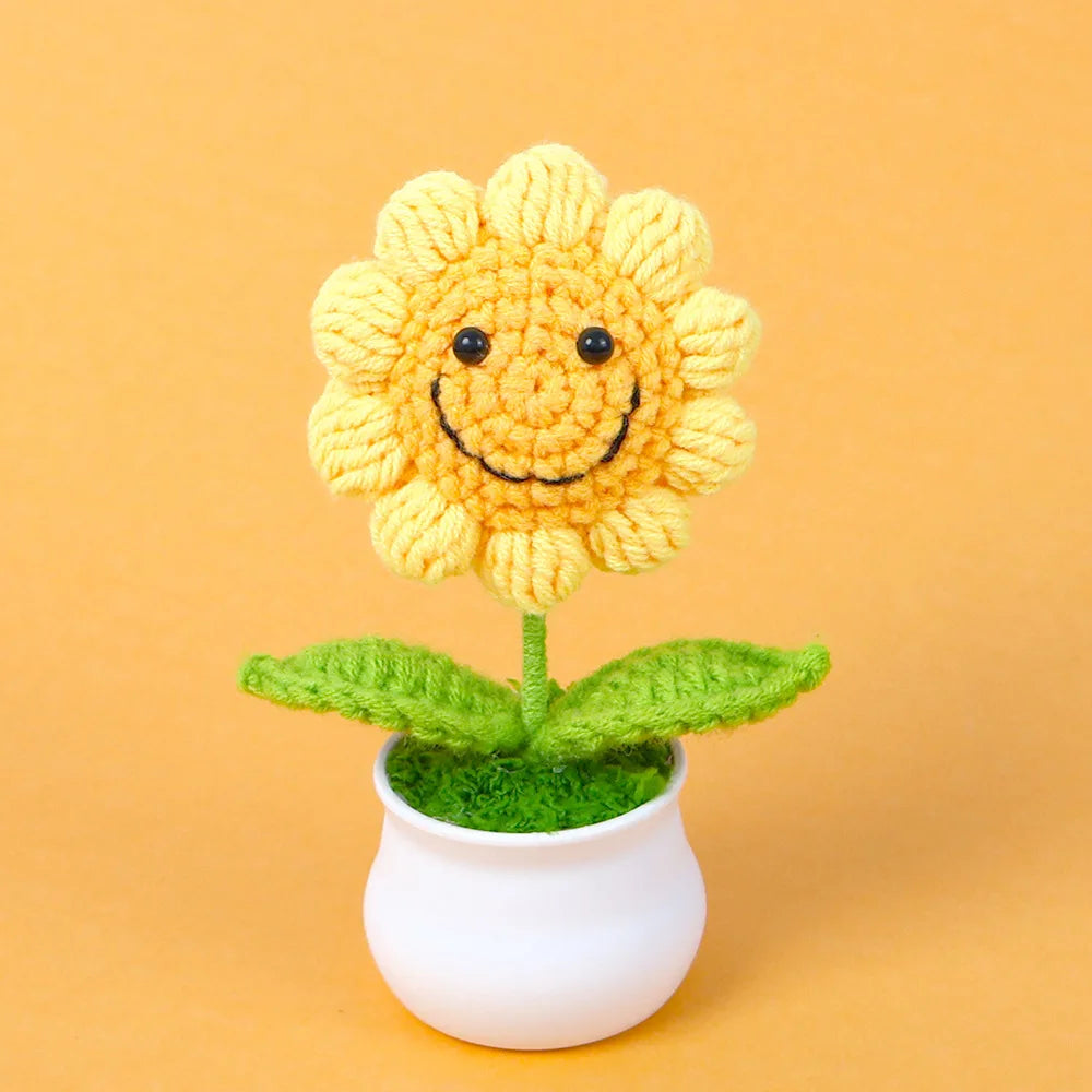 Handmade Crochet Sunflower in Pot