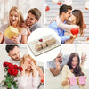 A collection of images showing a wooden couples game for romantic evenings used by a couple.