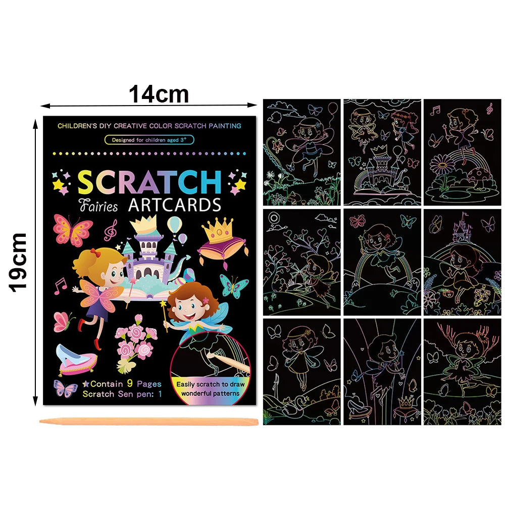 Rainbow Scratch Art Paper Set for Kids – DIY Graffiti & Drawing Activity Book