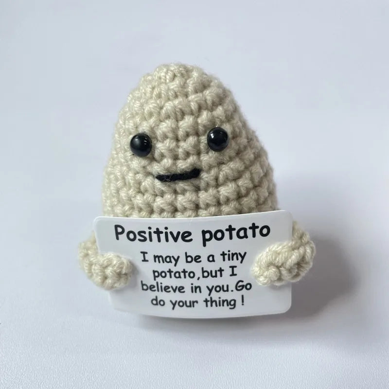 Handmade Knitted Coffee Doll with Card – Funny Crochet Desk Decor