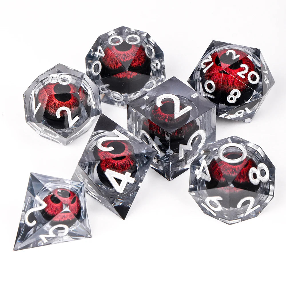 Eye Dice Set – 7-Piece Resin Polyhedral Dice for Horror RPG Games