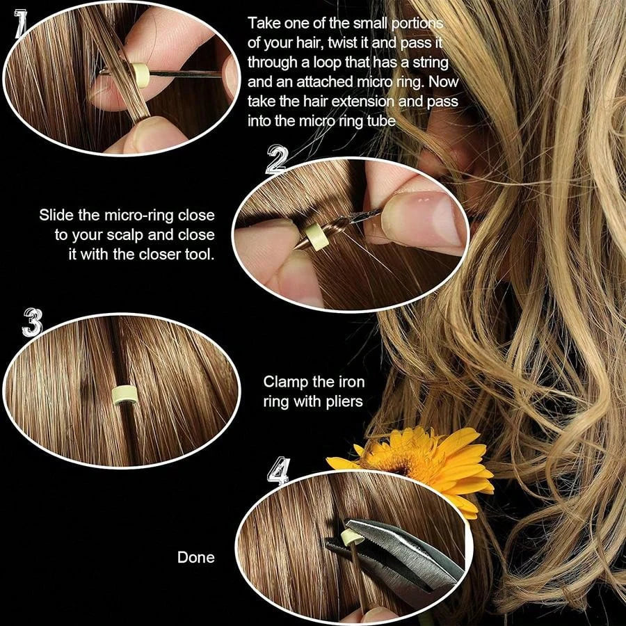 Professional Crochet Hook Set with Wooden Handles for Hair Extensions and Wig Making