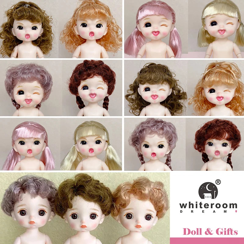 16cm Articulated Fashion Doll with Big Eyes and Dress-Up Outfit