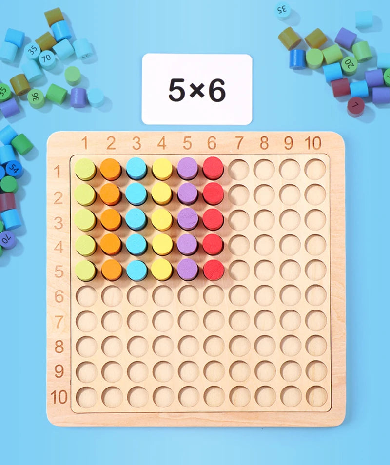 Wooden Multiplication Table Math Learning Toy for Kids