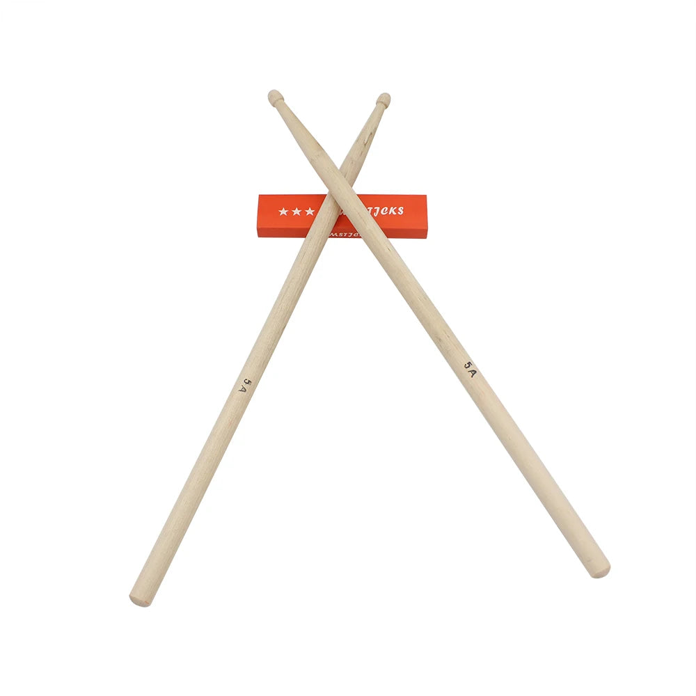 Pair of professional maple wood drumsticks with rubber grips, showing the sticks crossed.