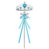 Silver and blue crown and wand dress-up playset for little girls