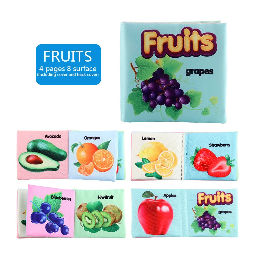 Soft Cloth Baby Books Set for Early Learning – Fruits, Animals, Numbers & More