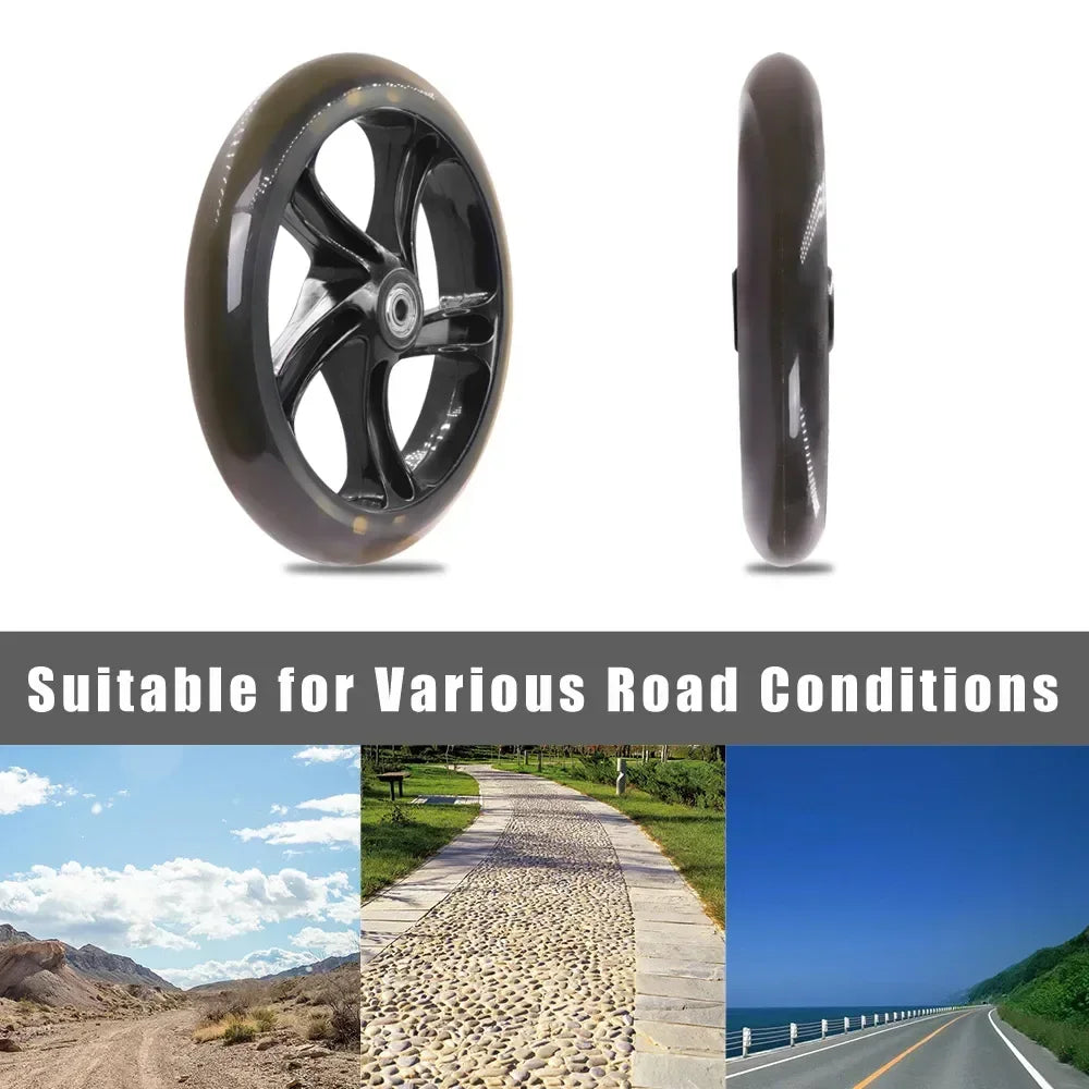 200mm PU Solid Scooter Wheels with ABEC-7 Bearings – Replacement for Razor & Adult Kick Scooters