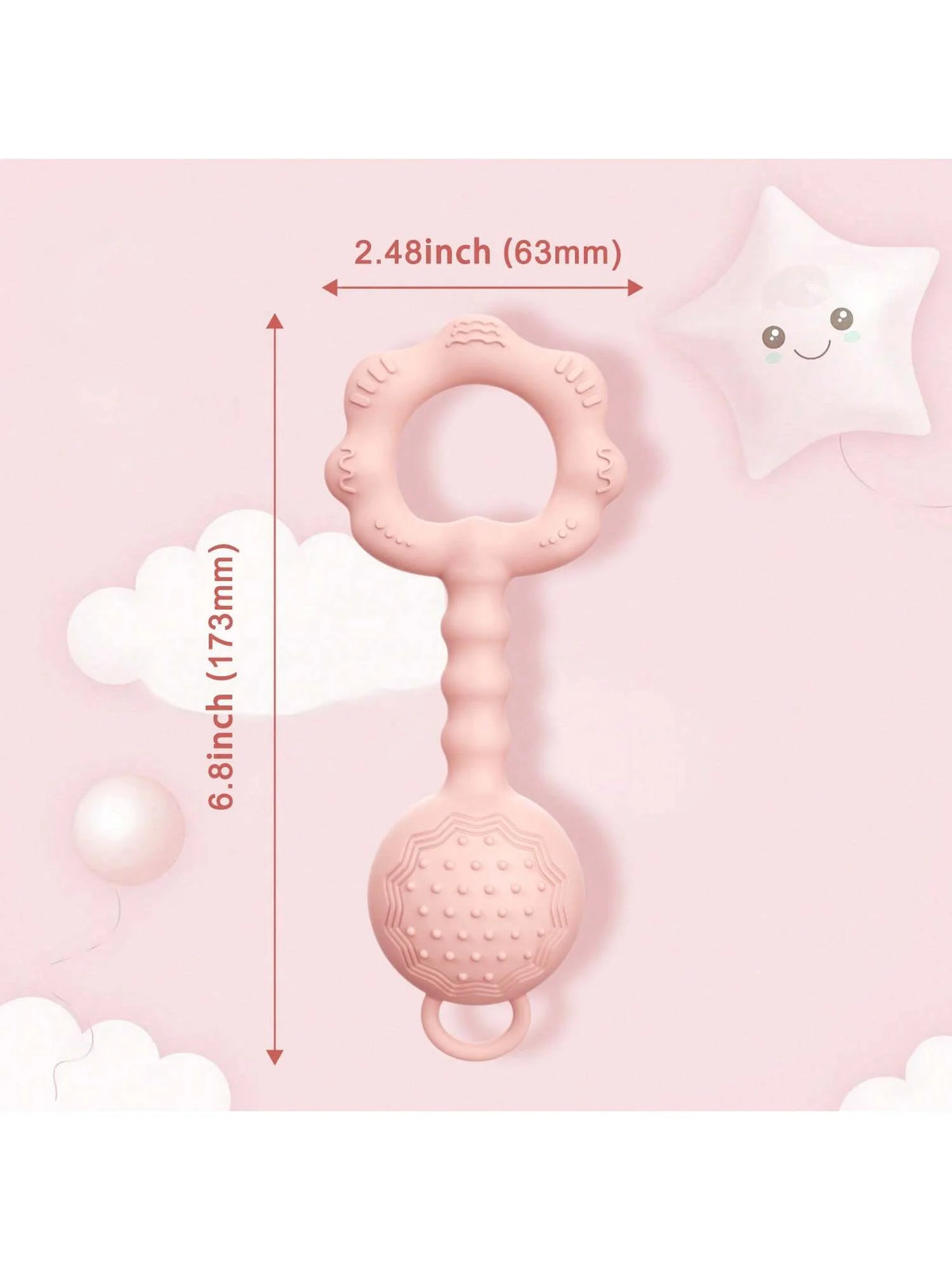 2-in-1 Silicone Rattle and Teether for Babies